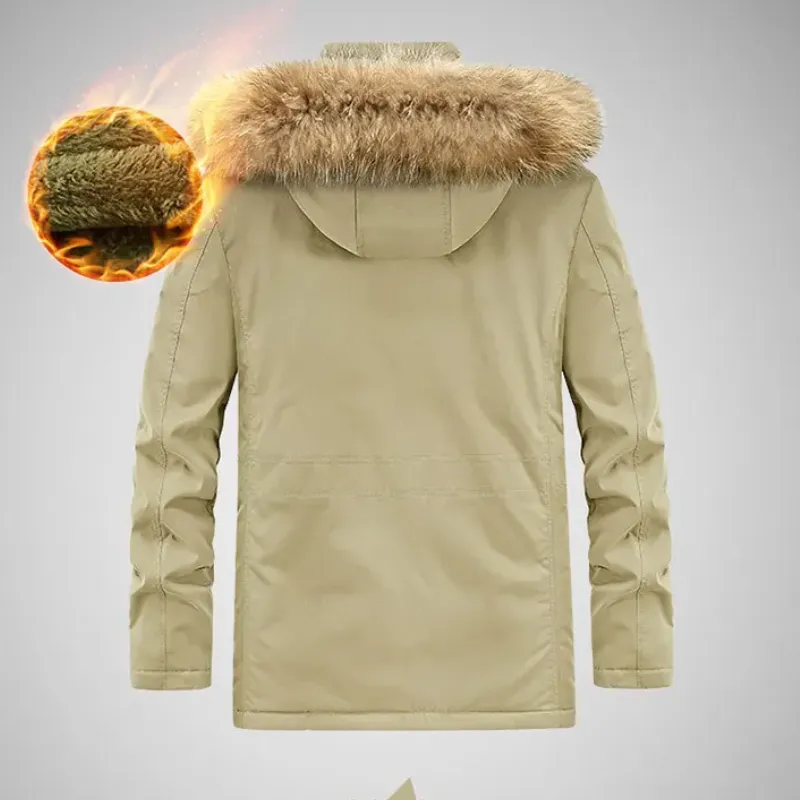 Parkhor - Parka Winterjas Heren – Winddicht met Warme Voering en Bontkraag