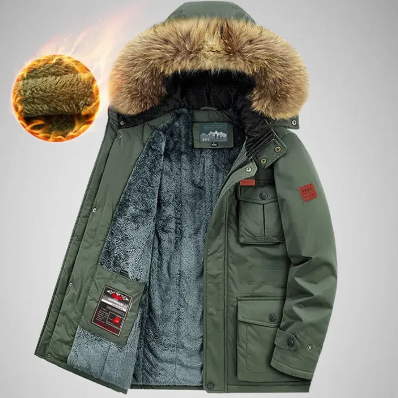 Parkhor - Parka Winterjas Heren – Winddicht met Warme Voering en Bontkraag