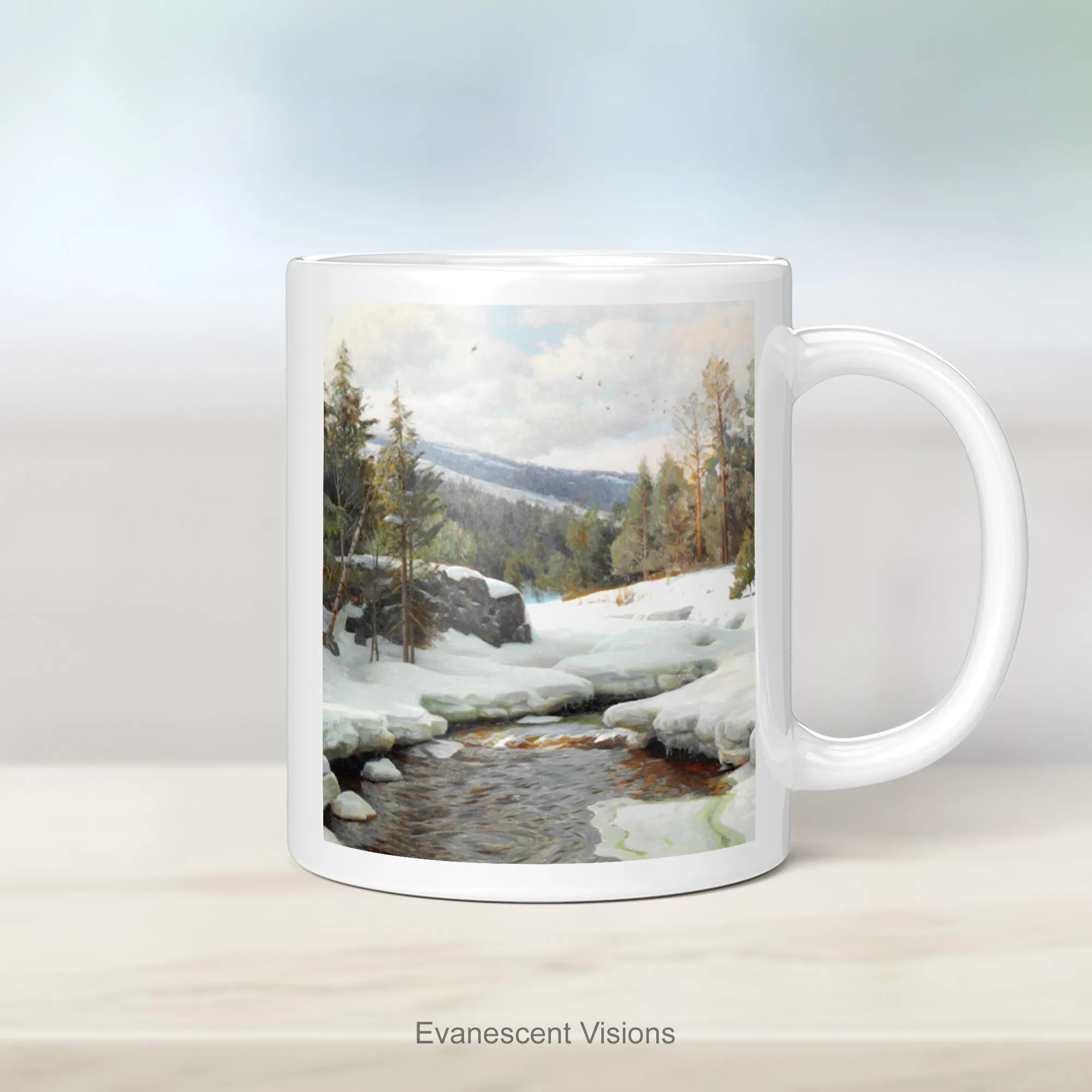 Personalised Winter Landscape Mugs, Christmas Art Mugs