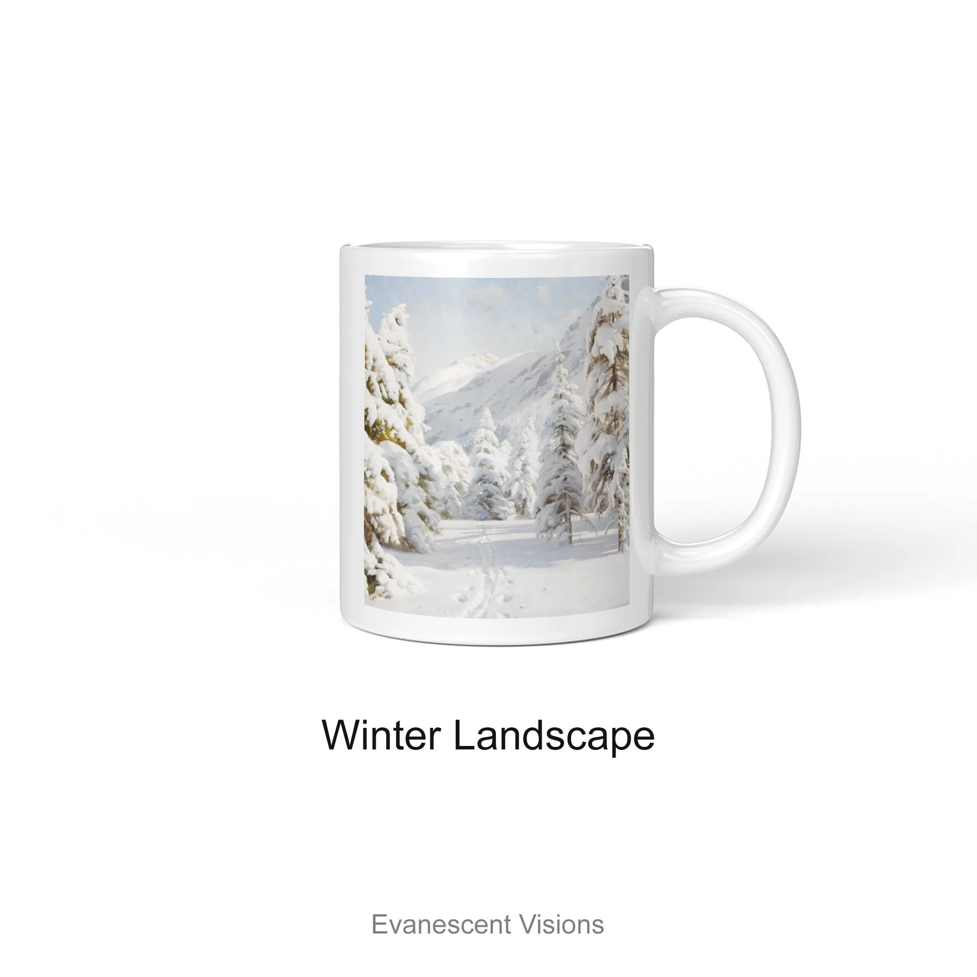 Personalised Winter Landscape Mugs, Christmas Art Mugs