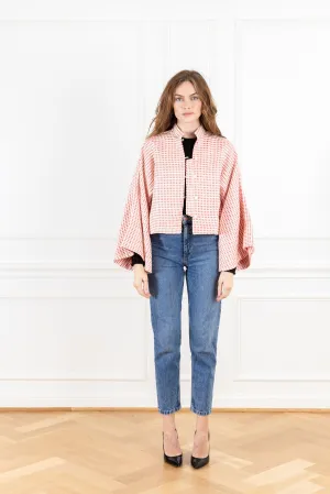 Scarlet Woven Grid Cropped Jacket