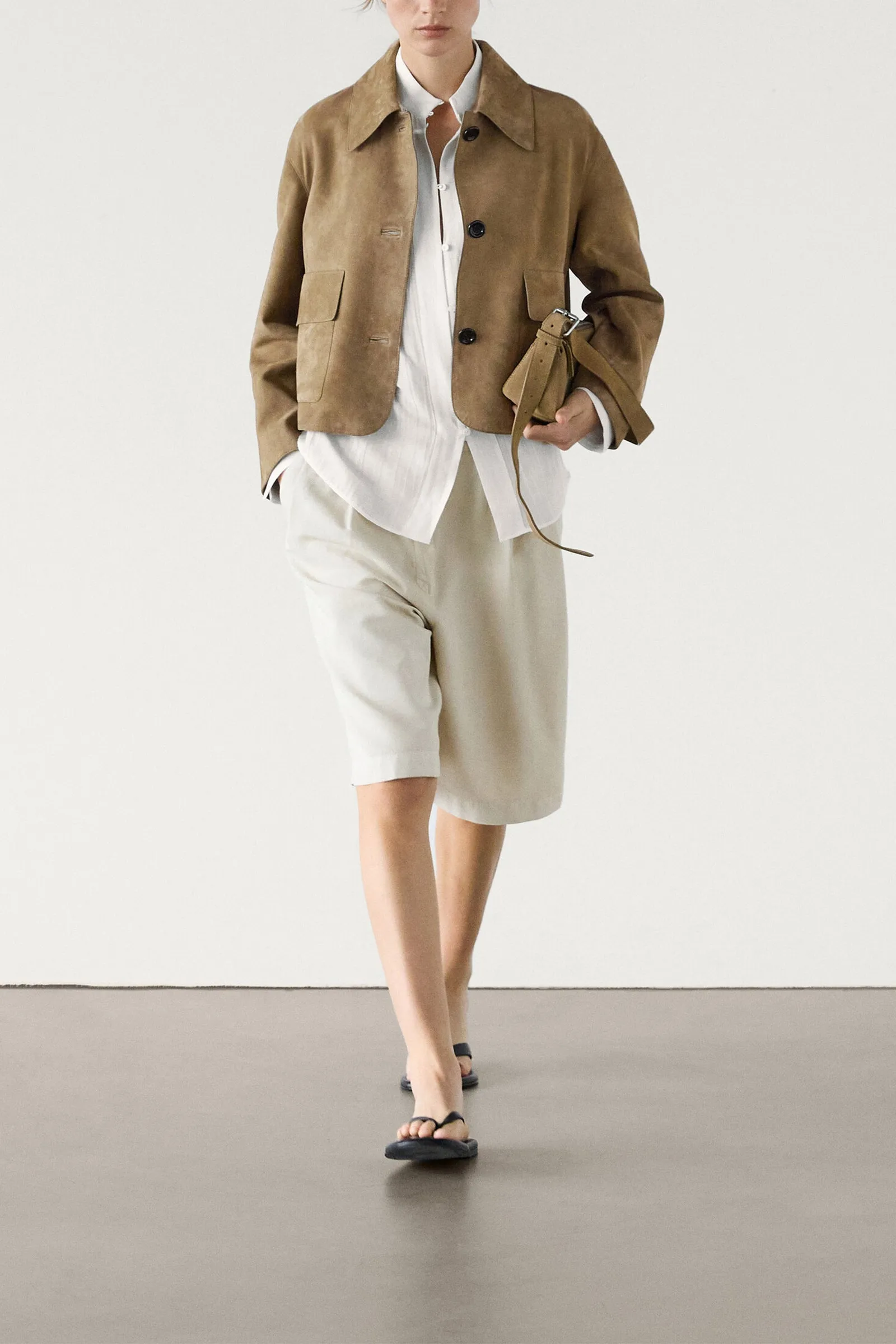 Split Suede Leather Jacket With Pockets