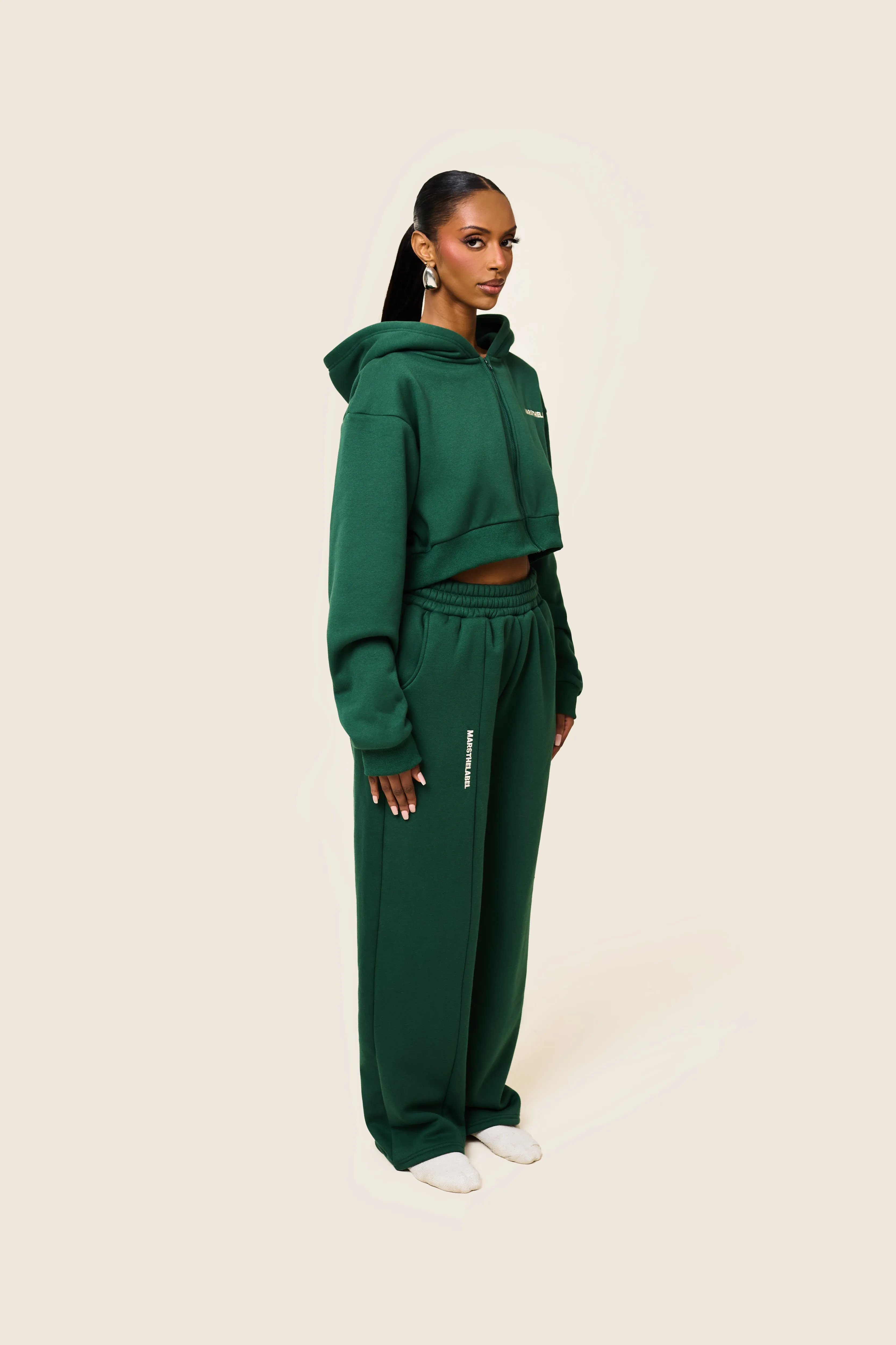 The Essentials Cropped Jacket - Forest Green