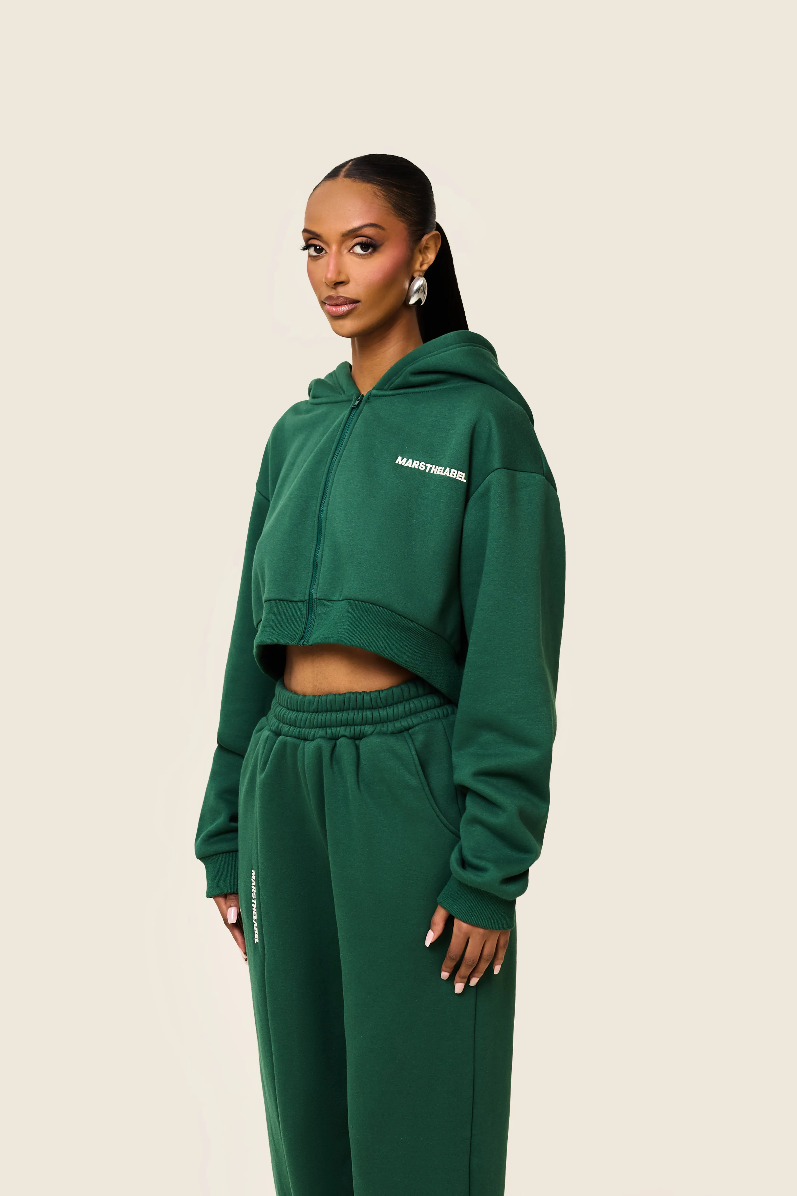The Essentials Cropped Jacket - Forest Green