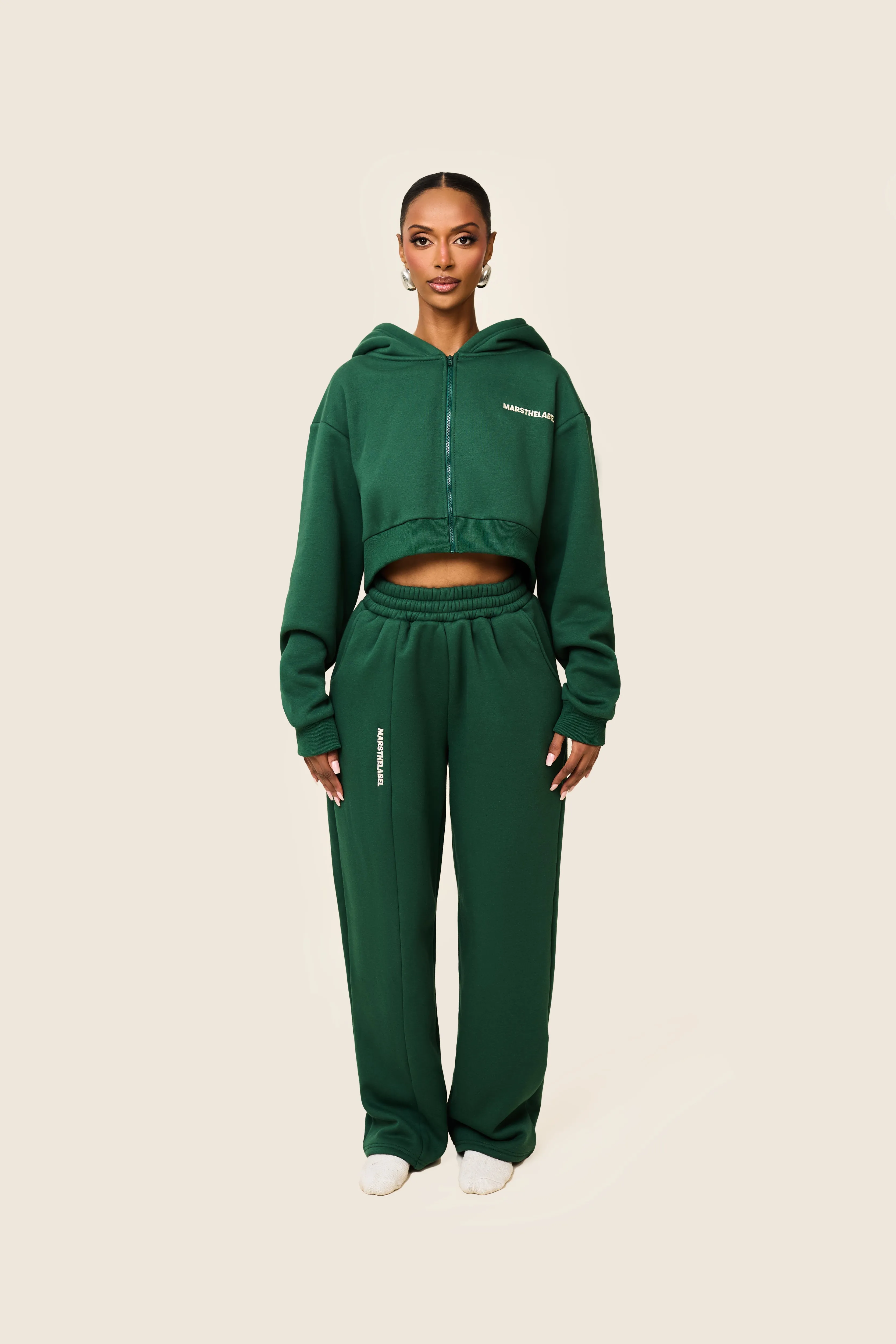 The Essentials Cropped Jacket - Forest Green