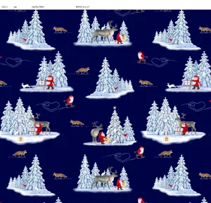 Tomtens Forest Friends | Foxes on Dark Navy by Eva Melhuish for Lewis & Irene | CE37.3