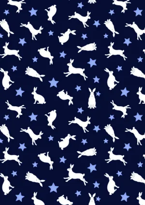Tomtens Forest Friends | Hares on Dark Navy by Eva Melhuish for Lewis & Irene | CE38.2