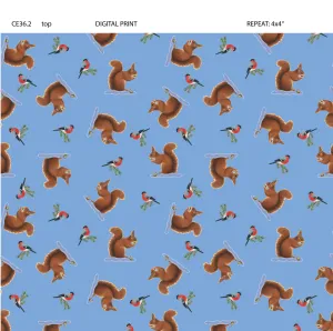Tomtens Forest Friends | Squirrels on Light Blue by Eva Melhuish for Lewis & Irene | CE36.2 (Copy)