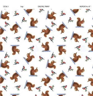 Tomtens Forest Friends | Squirrels on White by Eva Melhuish for Lewis & Irene | CE36.1