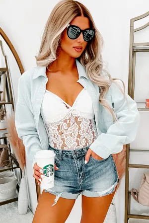 Travel Around Cropped Corduroy Jacket (Dusty Blue)