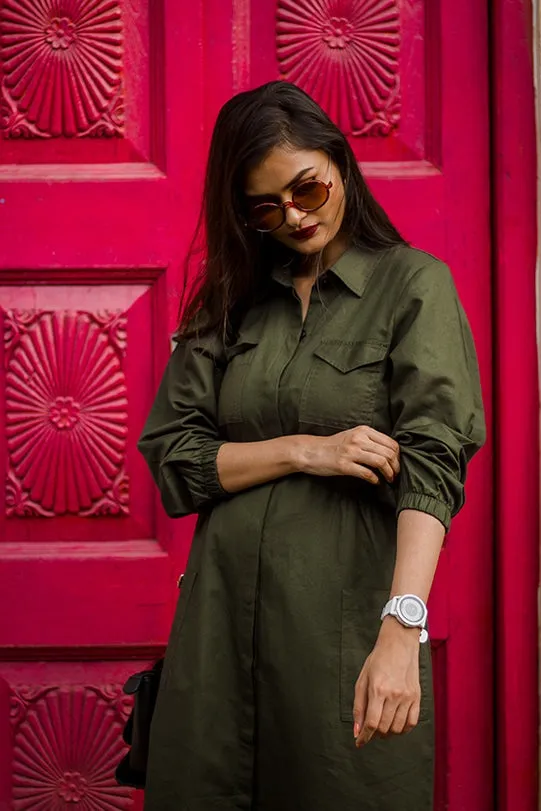 Trixie Parka Dress - Deep Green