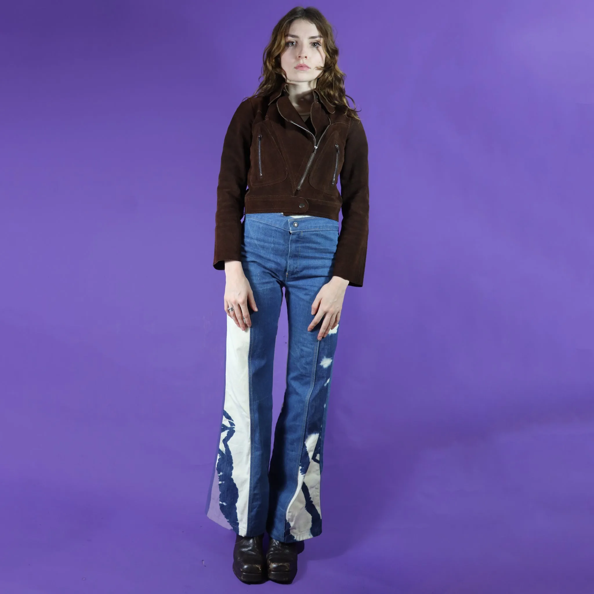 Vintage 1970s Brown Suede Cropped Western Jacket