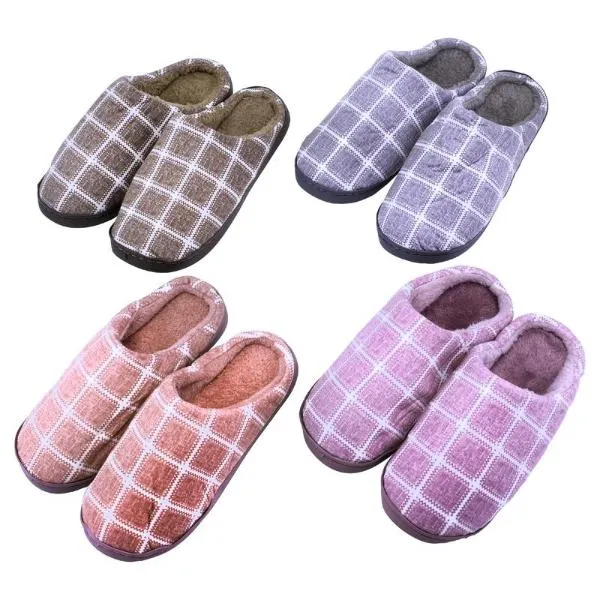 Women Grid Pattern Slid On Slippers